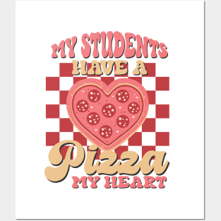 Funny Teacher Valentine Shirt, My Students Have a Pizza My Heart Retro Posters and Art